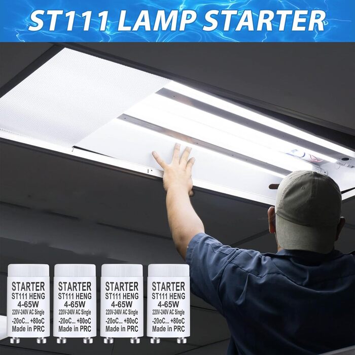 Стартер люмінесцентна лампа ST111 4-65W 220-240V люмінесцентна лампа стартер стартер довгий термін служби для люмінесцентних ламп люмінесцентне світло індивідуальне перемикання люмінесцентних ламп, 10 шт.
