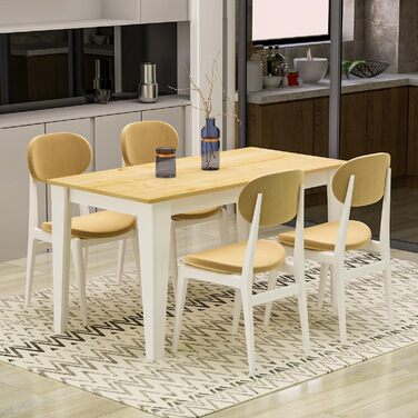 Обідній стіл Homidea SHIMAL для 4 осіб Сучасний кухонний стіл з міцною стільницею 120 x 72 x 73,8 см Обідній стіл для кухні та вітальні (білий дуб)