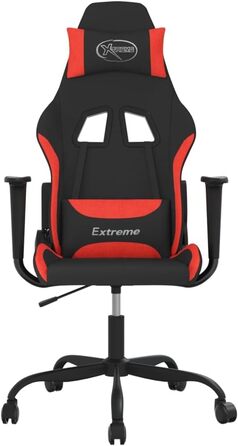 Геймерське крісло з функцією масажу, чорно-червона тканина, регульована спинка та висота, поворот на 360 градусів, повітропроникний чохол, ергономічна опора, 37 x 50 см (Ш x Г), червоний