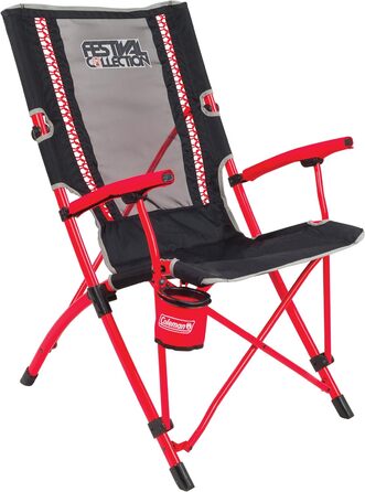 Крісло Coleman Bungee Chair зі сталевим каркасом для відпочинку, кемпінгове крісло з підлокітниками та підсклянником, сумка для перенесення, до макс. 136 кг