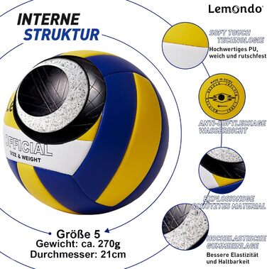 М&39який пляжний волейбол Lemondo з PU, водонепроникний, з насосом, для приміщень і вулиці, для гри, тренувань, пляжних м&39ячів (з насосом), білий