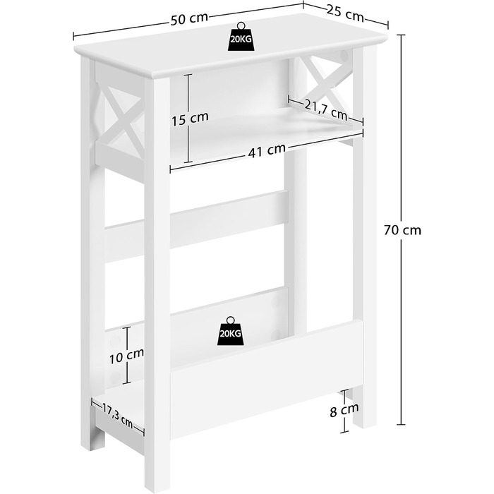 Журнальний столик Yaheetech, 3-ярусна тумбочка з відкритим відділенням для зберігання та полицею для журналів, X-подібний диван-столик, журнальний столик для спальні/вітальні, 50 25 70 см