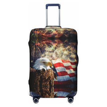 Чохол для валізи Пілотний кокпіт, захист від пилу та подряпин, принт з американським прапором, орлом та феєрверком, розмір 80 см