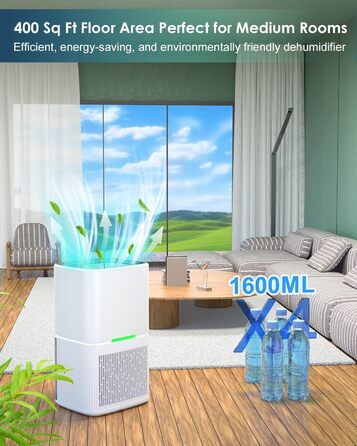 Осушувач повітря електричний, TUKIMA Кімнатний осушувач повітря Тихий осушувач повітря з функцією розморожування та режиму сну, оч