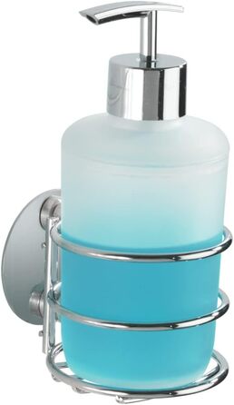 Дозатор для мила WENKO Turbo-Loc, кріплення без свердління, багаторазовий помповий дозатор з білого сатинованого пластику та хромо