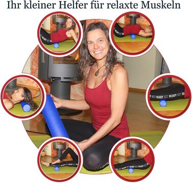 Середній фасційний валик для масажу спини та хребта - розгинач спини Ø9,5 см x 43 см (океанський синій), фасційний піноматеріал для йоги та пілатесу від болю в шиї та спині та лікування тригерних точок