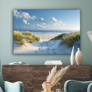 Велике полотно 120x80 см XXL Прикраса вітальні Картини для вітальні Підвісні стіни Декор вітальні Сучасні дюни - Літо - Сонце - Пе
