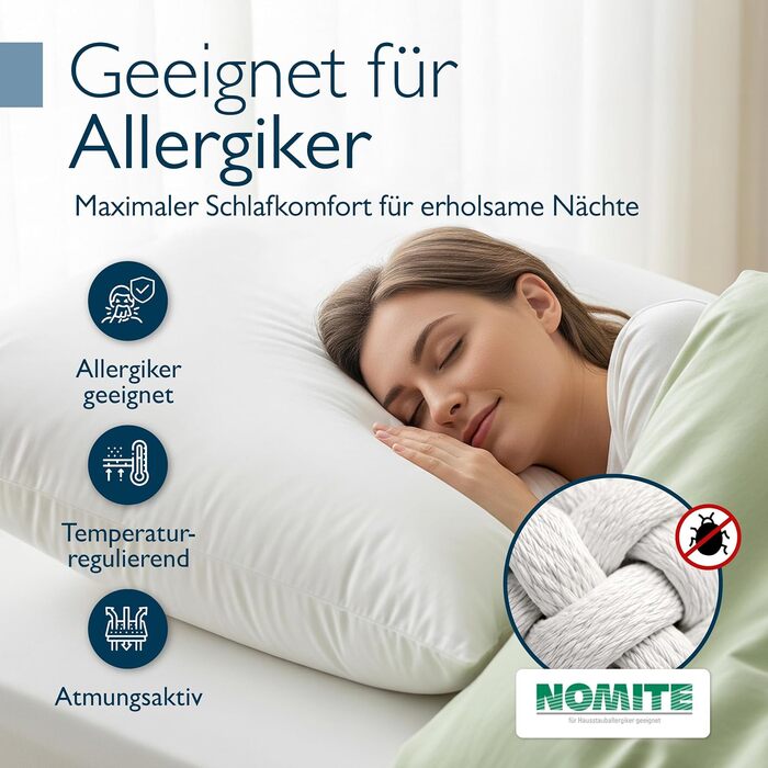 Пухова подушка Beautissu 80x80 80x80 Пухова та пір&39яна подушка 100 зроблено в Німеччині Пухова подушка 80 x 80 см Сертифіковано Oeko-Tex, Downpass та Nomite Можна прати та сушити в сушильній машині FK 80x80 см (1 упаковка)