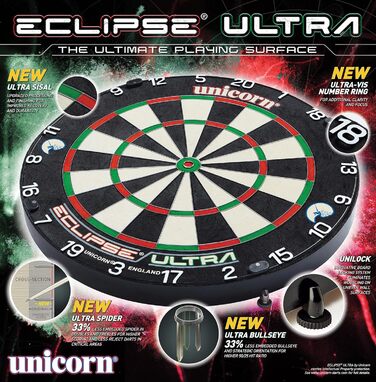Мішень для дартсу Unicorn Eclipse Ultra Professional Bristle, один розмір, чорний, 79900 Single