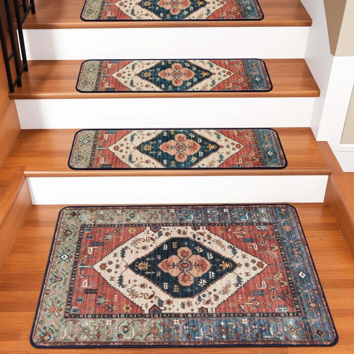 Нековзні сходинки OJIA, килимок у тон для дерев&39яних сходинок, квадратні сходинки Capet, гумова підкладка, доріжка для сходів, нековзний килимок для сходів, 78,7 x 78,7 см 79 x 79 см (прямокутні) східні 1