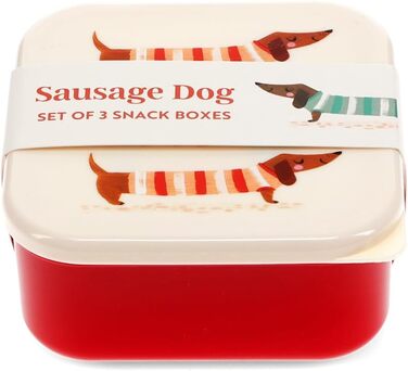 Набір контейнерів для перекусу Rex London Сосиска-такса (3 шт.) Пластикові контейнери з дизайном такси для зберігання продуктів