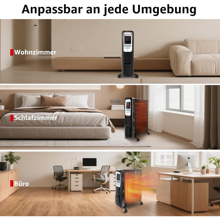 Енергозберігаючий масляний радіатор потужністю 2500 Вт, електричний РК-обігрівач з 13 ребрами, 4 режими нагріву, термостат, пульт дистанційного керування, захист від перегріву, електричний радіаторний обігрівач, 33JHH -