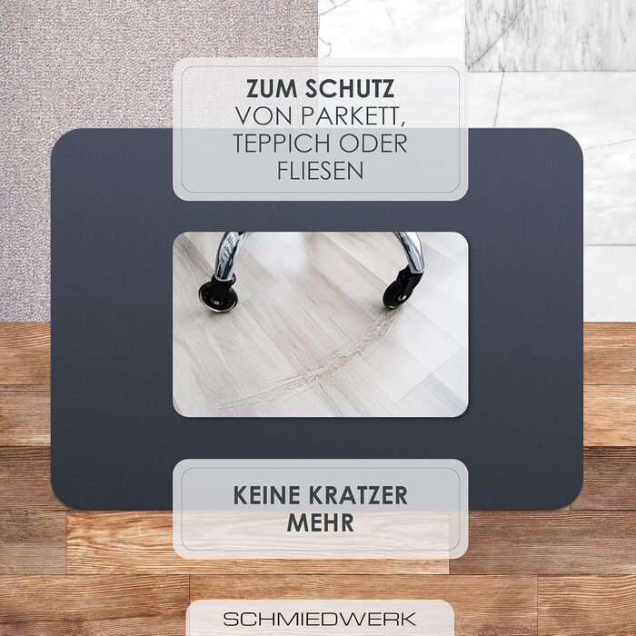 Кольоровий килимок для підлоги Килимок для офісного крісла Стійкий до подряпин Зроблено в Німеччині (Антрацит, 120 x 145 см) Антрацит 120 x 145 см