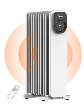 Масляний радіатор Midea NY2009-24UR, портативний електричний обігрівач з 9 ребрами, пультом дистанційного керування та сенсорним світлодіодним екраном, електричний радіатор з термостатом, 4 режими, захист від перегріву та перекидання, тиха робота, 2000 Вт