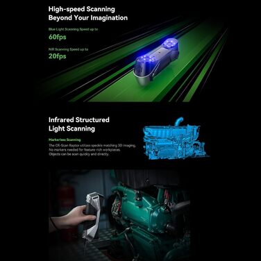 Сканер Creality CR-Scan Raptor, портативний сканер для 3D-принтерів із багаторядковою технологією Blue & NIR, точністю 0,02 мм, ві
