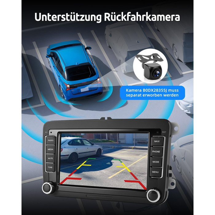 Автомобільне радіо ESSGOO Android 15 464G з бездротовим Android CarPlay для VW Golf MK5 MK6 Polo Caddy Passat Seat RCD330, 2 Din Bluetooth-радіо з 7-дюймовим сенсорним екраном FM RDS GPS WiFi навігація