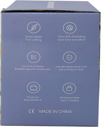 Подрібнювач цибулі, електричний подрібнювач, електричний подрібнювач цибулі, подрібнювач овочів, блендер, мульти та універсальний подрібнювач 300 мл робочий контейнер із зарядним кабелем (білий)