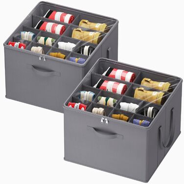 Органайзер для взуття Lifewit на 16 пар, велика взуттєва шафа з роздільниками та кришкою, компактна взуттєва коробка з ручками для зберігання взуття, сірий, комплект з 2 шт.
