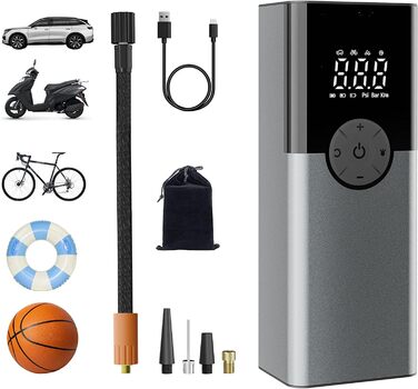 Портативний електронний повітряний насос ZORUMAN 6000mAh, велосипедний насос 150PSI електричний, акумуляторний компресор, акумулят