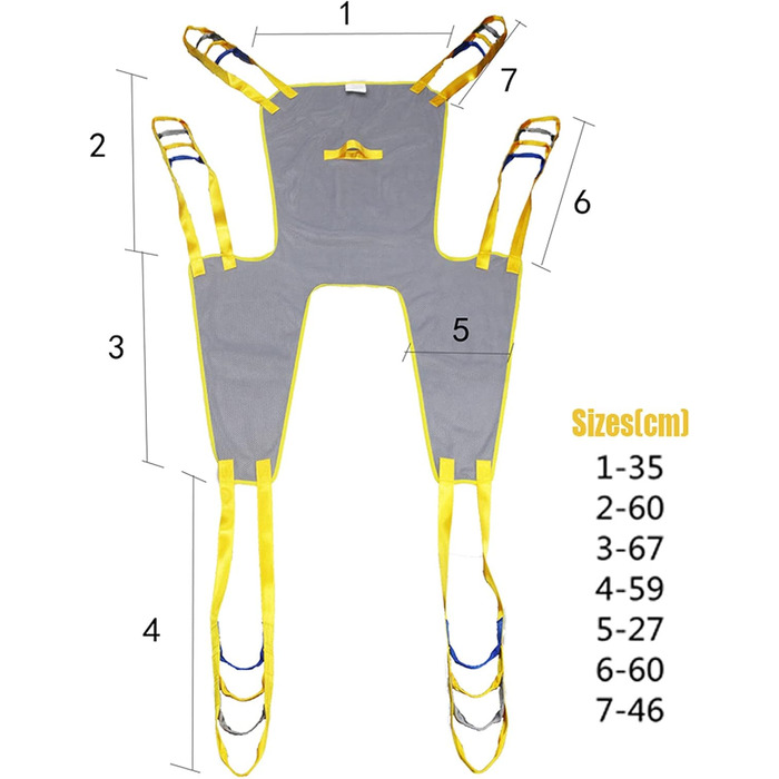 Ремінь для перенесення підйому пацієнта на все тіло, ремінь для перенесення медичного обладнання, ремінь для перенесення душу та туалету для підйому обладнання з підголівником для людей похилого віку з обмеженими можливостями, вантажопідйомність