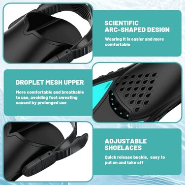 Ласти для плавання унісекс для дорослих, регульовані ласти для сноркелінгу з відкритою п&39ятою, короткі та нековзні ласти для дайвінгу, підводного плавання та плавання, блакитні, розмір S/M 36-41