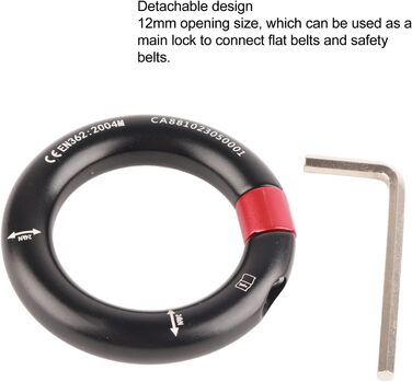 Кільце для спуску на мотузці HERCHR, алюмінієвий сплав 24 кН, отвір, знімний з&39єднувач для скелелазіння, точка з&39єднання запобіжного кільця ущільнювача для скелелазіння, гамак Tree Surgeon, чорний