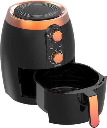 Аерофритюрниця / 3.5 л / чорний, зелений. бірюзовий / 1200 Вт / Мультипіч з таймером до 30 хвилин, без масла та жиру, 100-200C, cool touch, ретро-дизайн (чорний)