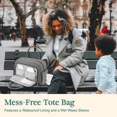 Сумка для сповивання Welavila, велика, трансформована, з пеленальним килимком та ізольованими кишенями для мами і тата, сіра, вели