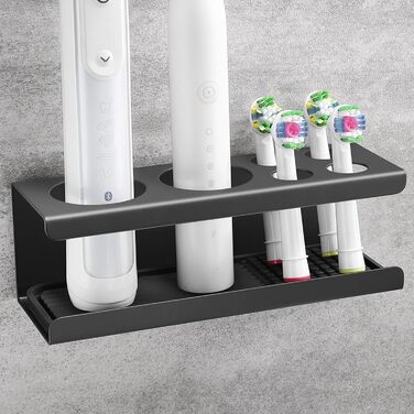 Тримач для зубної щітки OETAMS Тримач для електричної зубної щітки, тримач для зубної щітки з нержавіючої сталі Настінний самоклеючий тримач для зубної щітки Чорний тримач головки щітки без свердління