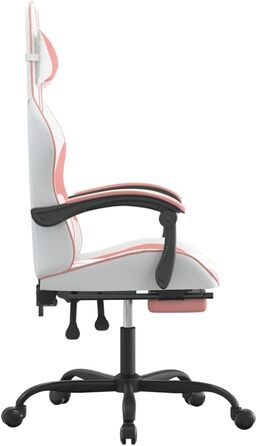 Ігрове крісло Owox, біле/рожеве, штучна шкіра, 57,5 x 59,5 x 121-131 см, регульована висота, функція нахилу, ергономічне 57,5 x 59,5 x (121-131) см (Ш x Г x В), рожеве