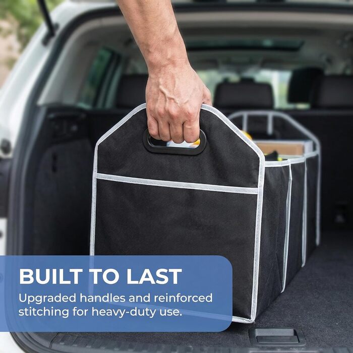 Органайзер для багажника автомобіля, трисекційний, складаний, преміум-матеріал, для позашляховиків, седанів, легкових та вантажних автомобілів, чорний