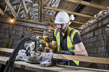 Панельна пила DEWALT, срібляста, жовта, чорна, DWS774-QS - Ingletadora Telescpica 1.400 Вт - Ø 216 мм плюс Luz XPS