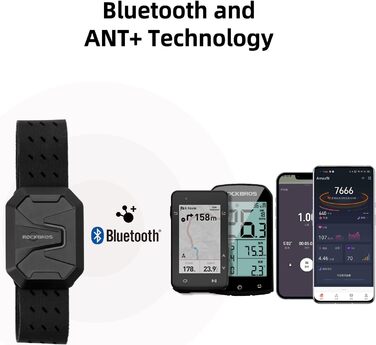 Браслет ROCKBROS з пульсометром, Bluetooth ANT, фітнес-трекер із світлодіодним індикатором зон серцевого ритму, водонепроникний оптичний датчик пульсу IP67, акумулятор 15 годин, магнітна зарядка