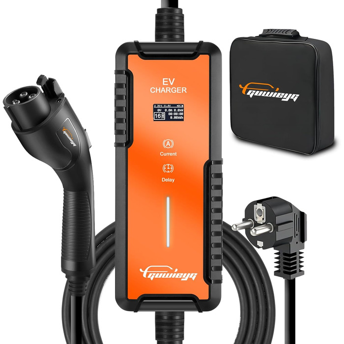 Тип 1 зарядний кабель Schuko 3,5 кВт, 5M, J1772 Портативний зарядний пристрій для електромобілів з сумкою для перенесення, регульо