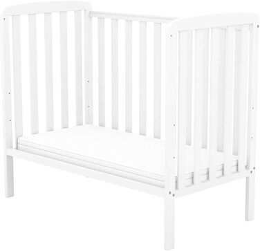 Дитяче ліжко Generic Baby Deluxe 100x50 см Біле з матрацом Дитяче ліжечко-тумбочка з прорізувачами для зубів Масив сосни (компактне дитяче ліжко)