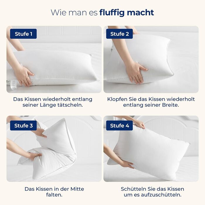 Пухова подушка Homyrium 80 x 80 см, пухова подушка для голови 80x80, пухова 3-камерна подушка зі 100 пуху та пера, подушка для сну готельної якості, чохол зі 100 бавовни, сертифікована Oeko-Tex (1600 г, 1 упаковка), 80 x 80 см