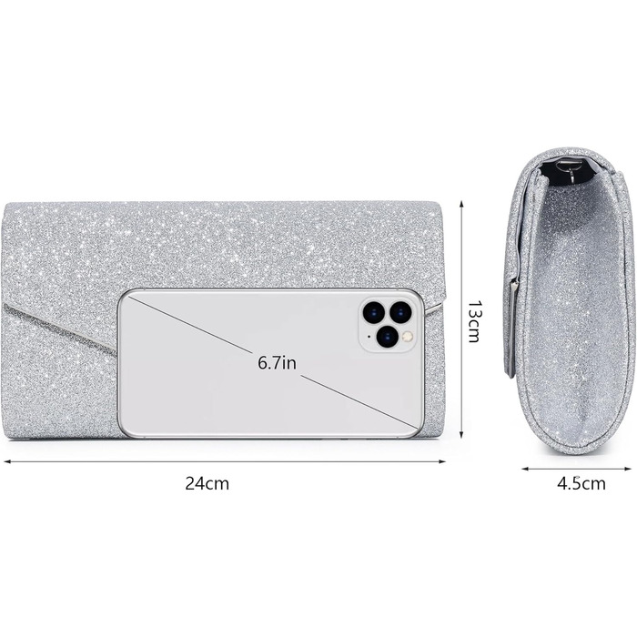 Жіноча сумка-клатч кольору шампанського - сумка 2-в-1 на плече та вечірня, ідеально підходить для весілля, офіційних подій, дизайн для з&39єднання (срібляста)