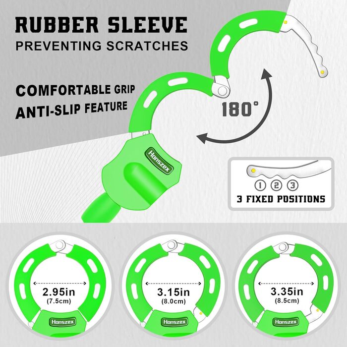 Замок для самоката та велосипеда, захист від крадіжки, 92 см, барвистий замок-наручник, висока безпека з ключем, аксесуари для електросамокатів та електровелосипедів, зелений колір