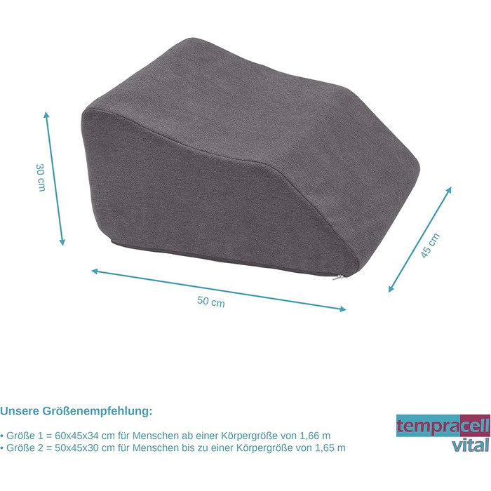 Подушка для підняття ніг, клин для ніг, опора для ніг ергономічна, ортопедично підтримуюча хвилеподібна форма, для важких ніг пінопластова подушка для ніг (2 50 x 45 x 27 см, сіра)