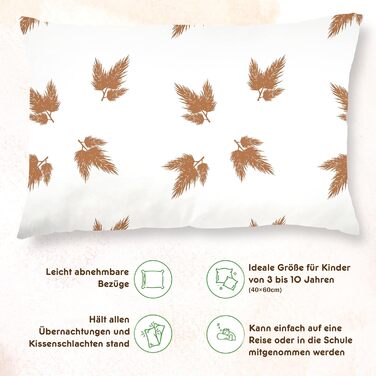 Дитяча подушка з бавовняною наволочкою - Подушка підходить для дітей віком від 3 до 10 років - Розмір 60x40 см - М'яка подушка Гіп