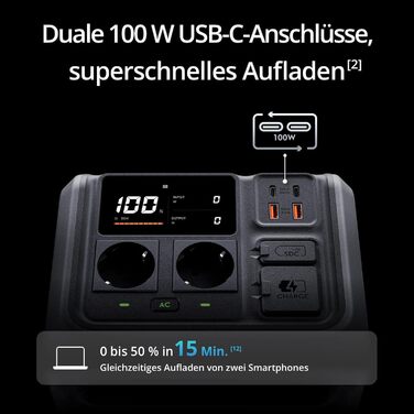 Портативна зарядна станція на 512 Втгод, генератор для кемпінгу та домашнього використання, швидка зарядка за 70 хвилин, чотири способи зарядки, сонячна панель опціонально, 500