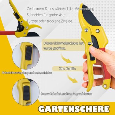 Набір садових ножиць/ножиць для дерев/ножиць для троянд із 4 предметів із сумкою для зберігання, набір садових інструментів для гілок, рослин, квітів, фруктів, гілочок діаметром різання до 23 мм