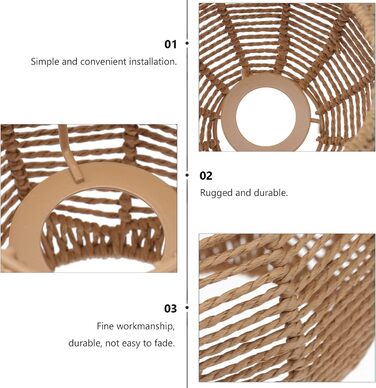 Ангойлі 3 шт. Плетений абажур Ретро Ротанг Плетений кошик Стельова підвісна лампа Чохол для вінтажної люстри Абажур для їдальні Вітальні, 14 х 15см