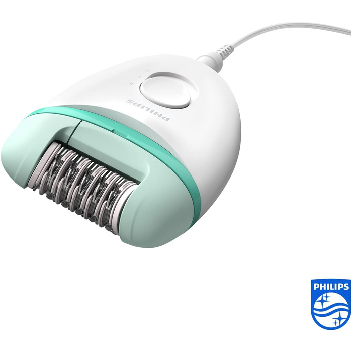 Компактний епілятор Philips Satinelle Essential BRE224/00 зі шнуром, білий / зелений