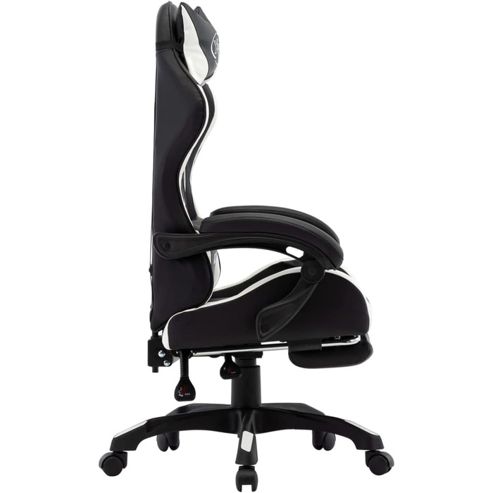 Ігрове крісло з підставкою для ніг, біла та чорна штучна шкіра, офісне крісло, крісло для відпочинку, письмове крісло для вітальні, офісу, спальні