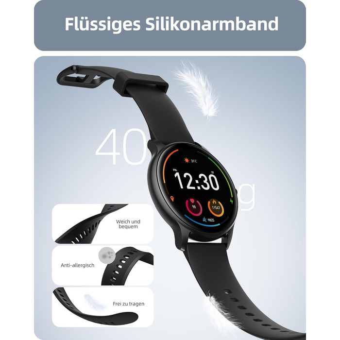 Розумний годинник Parsonver для чоловіків із функцією телефону, фітнес-годинник для чоловіків та жінок із крокоміром, понад 100 спортивних режимів, водонепроникність IP68, спортивний годинник із монітором серцевого ритму та сну, для Android та iOS, чорний