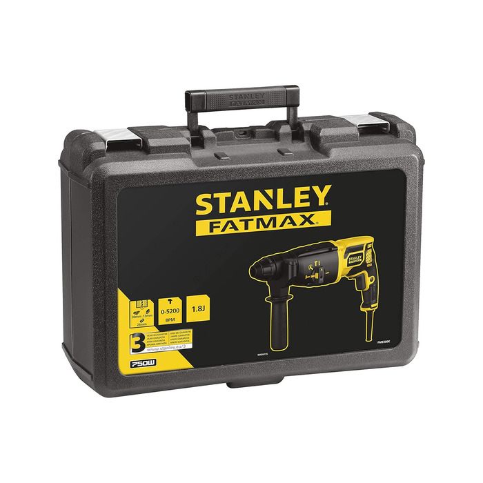 Перфоратор Stanley FatMax 750 Вт SDS-plus FME500K (1,8 джоулів, пневматичний ударний механізм, обертання вправо/вліво, для ударног