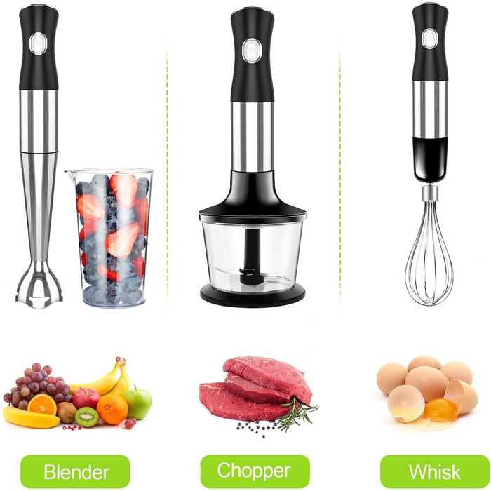 Набір ручних блендерів NWOUIIAY 1200 Вт 6 в 1 Ручний блендер Ручний блендер Електричний відповідний подрібнювач, блендер для подрібнення, подрібнення, перемішування, змішування та подрібнення льоду