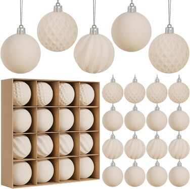 Набір з 16 оксамитових різдвяних прикрас для ялинки біжевий Miaikoe