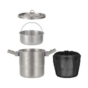 Набір для приготування їжі на відкритому повітрі, кемпінгові горщики з нержавіючої сталі 304, легка конструкція для приготування простих страв на багатті, кемпінговий посуд із надійною петлею для підвішування B